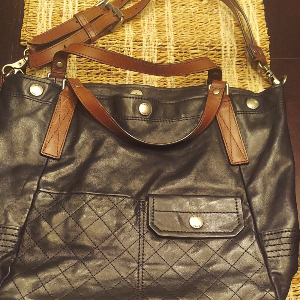 Frye black leather shoulder bag
